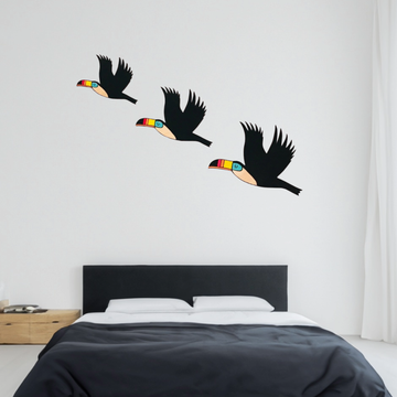 3-Piece Flying Toucan Wood Wall Decor