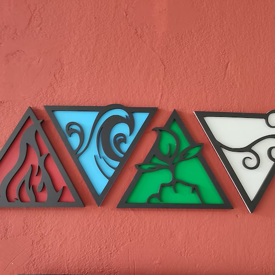 Earth, Water, Fire, Air Four Elements Wall Decor