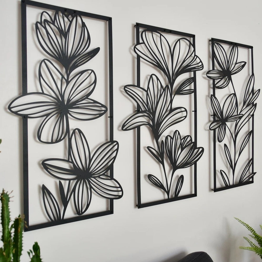 Botanical Bloom Trio 3-Piece Floral Wood Wall Decor