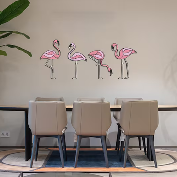 Flamingo Set of 4 Piece Wood Wall Decor