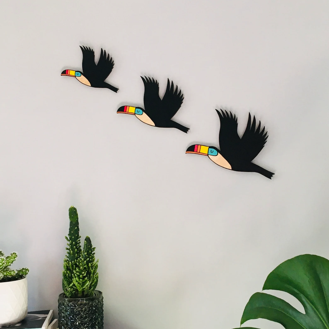 3-Piece Flying Toucan Wood Wall Decor