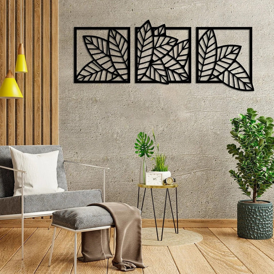Foliage Harmony Leaf - 3 Panel Set Wood Wall Decor