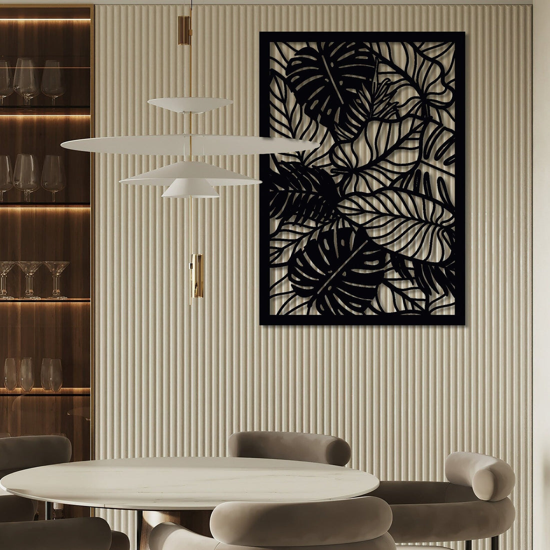 Leafy Elegance Rectangle Decorative Panel Wood Wall Decor