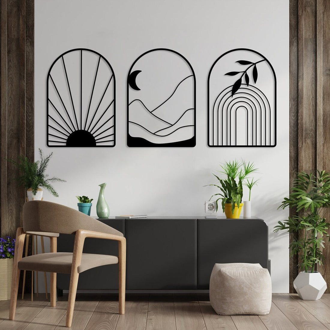 Abstract Trio Fusion Set of 3 Wood Wall Decor