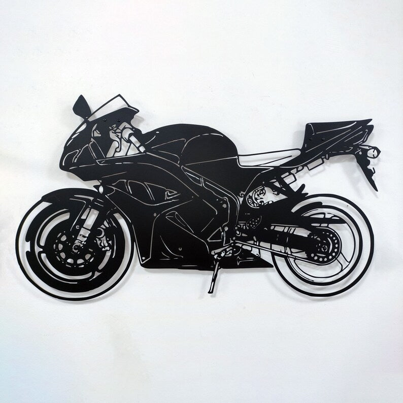 Racing Motorcycle Themed Black Wall Decor